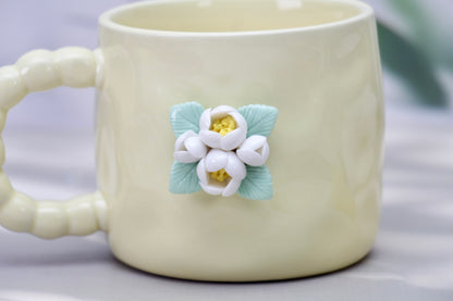 'Jasmine' Ceramic Coffee Mug, Yellow