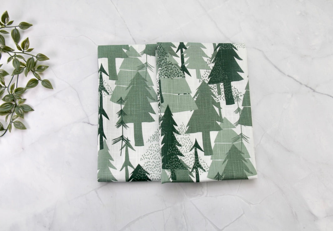 'Pine Trees' Printed Kitchen Towels, Set of 2