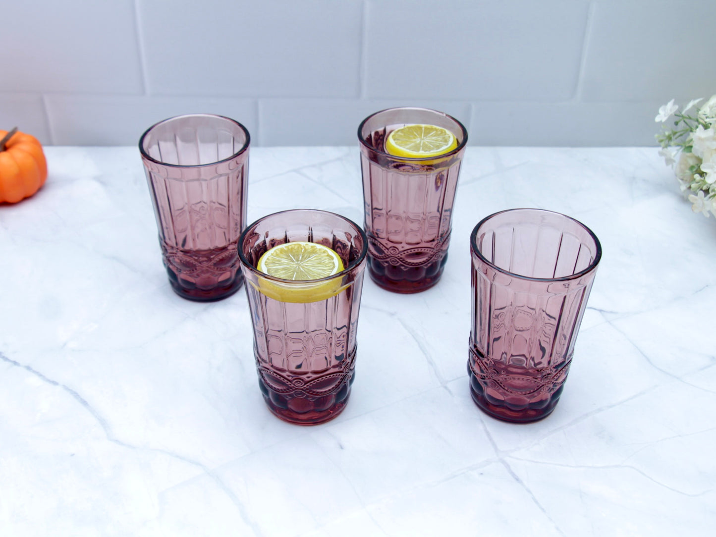 'Brooklyn' Glass Tumblers, Set Of 4 - Pink