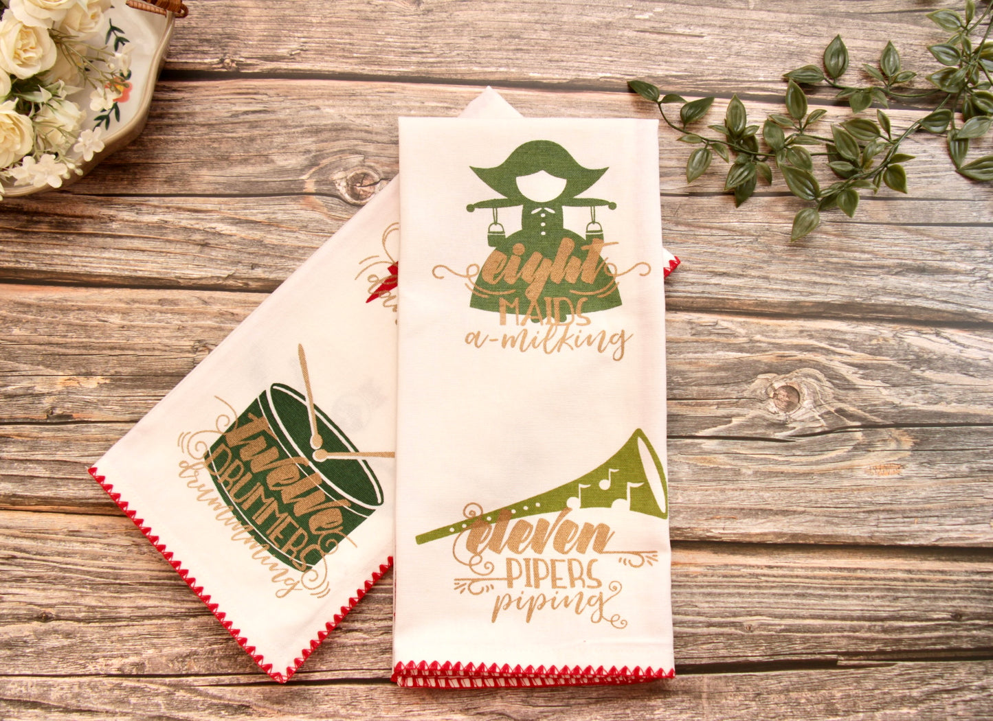 'Rustic Roots' Printed Kitchen Towels, Set of 2