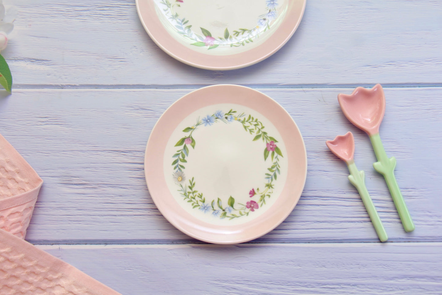 'Blossom' Pink Dessert Plates, Set of 2