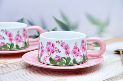 'Pink Meadows' Ceramic Cup & Saucer, Set Of 1
