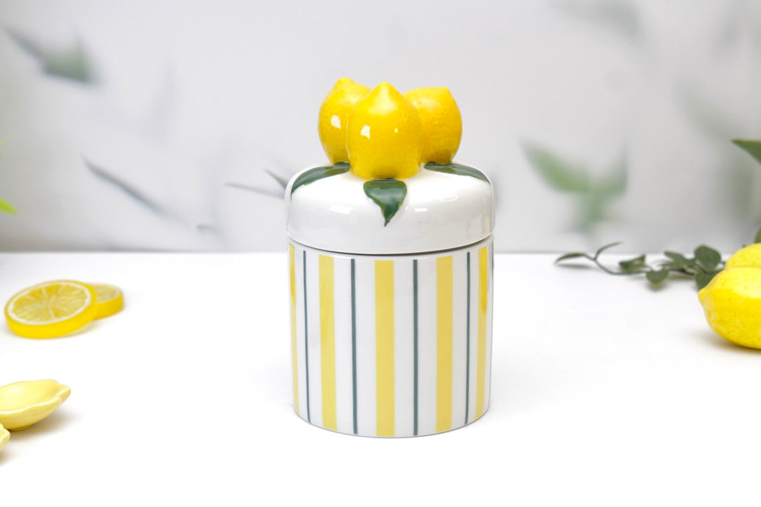 'Lemons' Ceramic Storage Canister 500ML, Set of 2