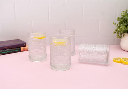 'Frost' Dotted Glass Tumblers, Set Of 4 - White