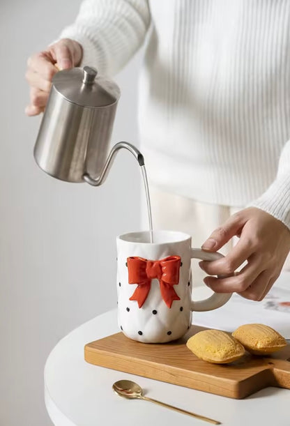 'Red Bow' Ceramic Coffee Mug