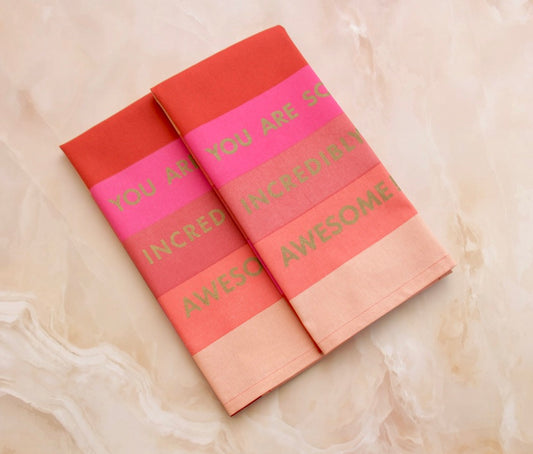 'You Are Awesome' Printed Kitchen Towels, Set of 2