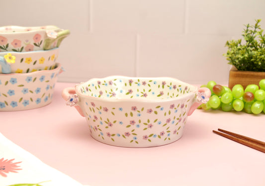 'Periwinkle' Ceramic Bowls - Pink/Pink