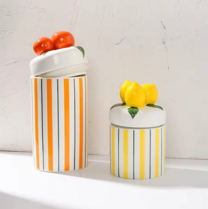 'Tangerines' Ceramic Storage Canister 1200ml, Set of 2