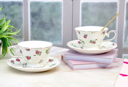 'Bellarose' Ceramic Cup & Saucer | Set of 2