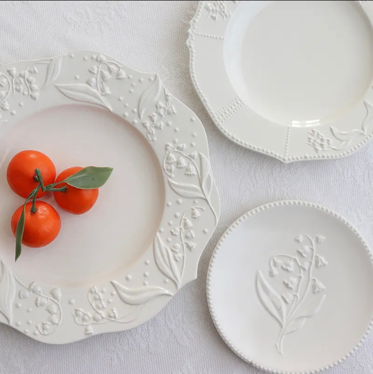 'Bella' White Ceramic Dessert Plate, Small