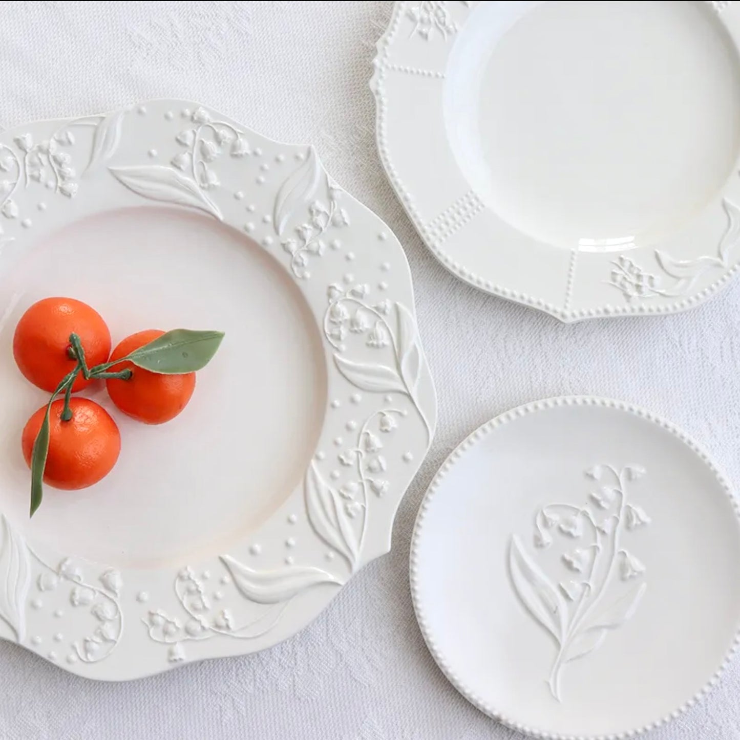 'Bella' White Ceramic Dessert Plate, Small