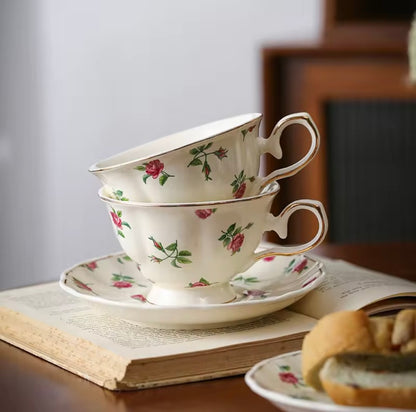 'Bellarose' Ceramic Cup & Saucer | Set of 2