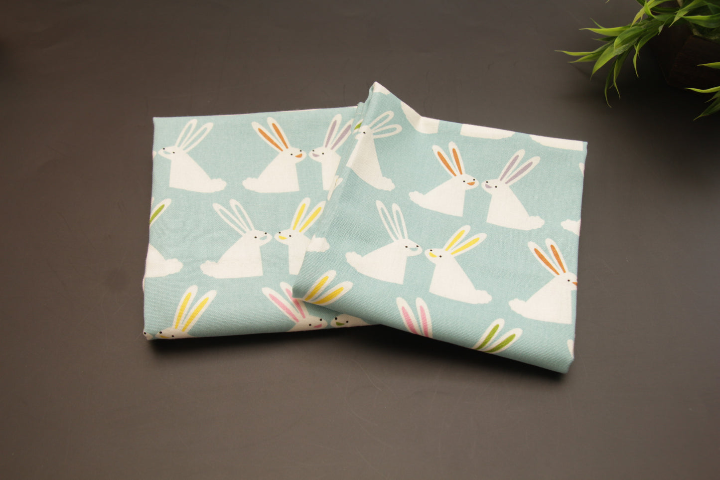 'Bunny' Blue Printed Kitchen Towels, Set of 2