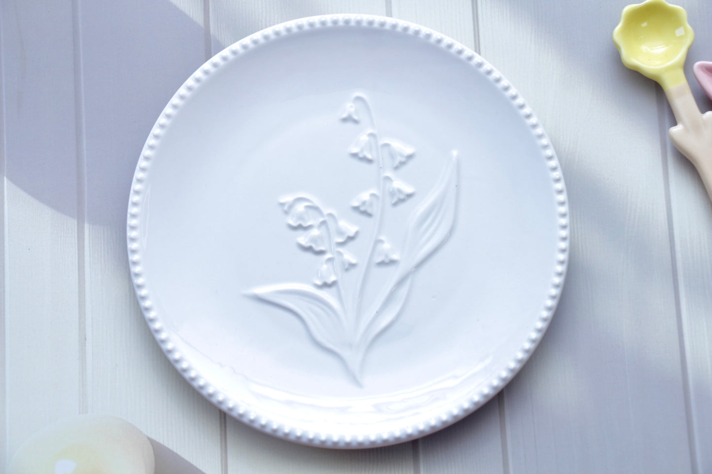 'Bella' White Ceramic Dessert Plate, Small
