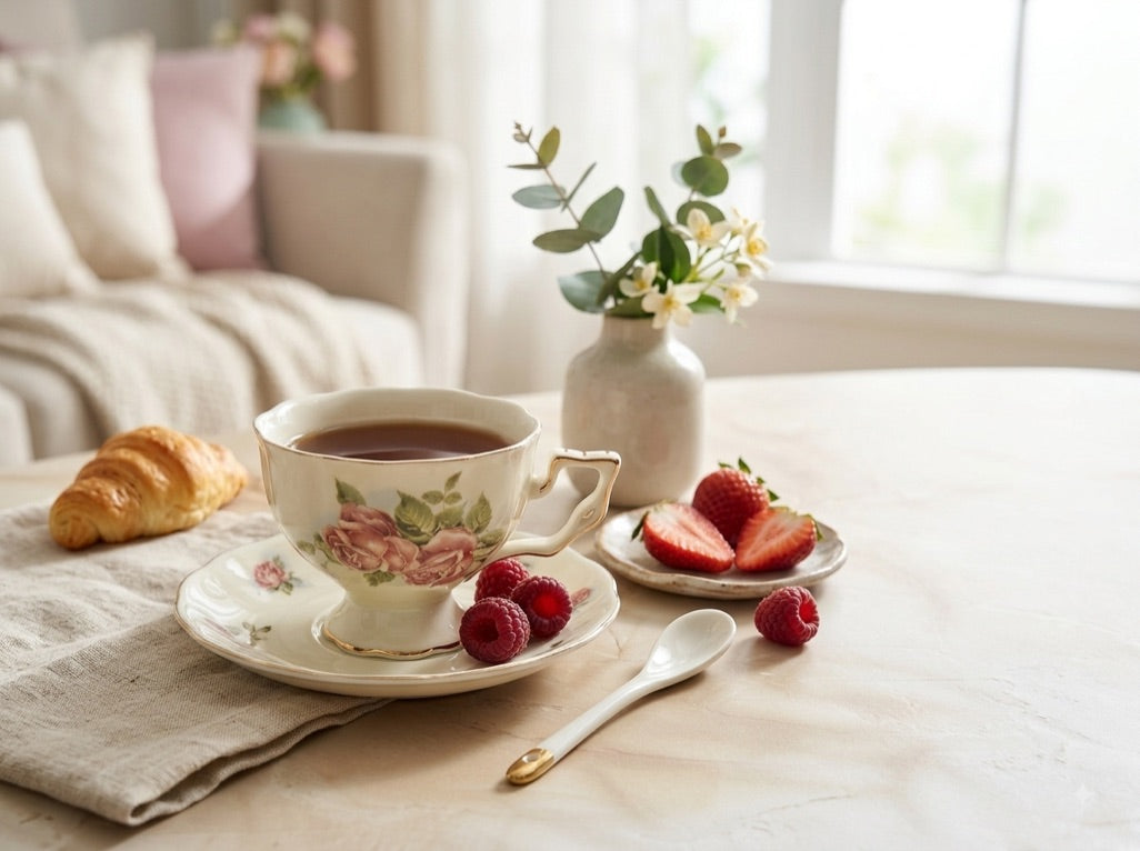 'British Rose' Cup & Saucer Set of 2