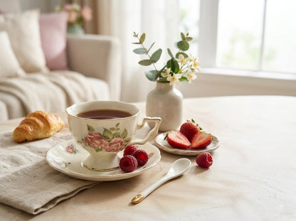 'British Rose' Cup & Saucer Set of 2