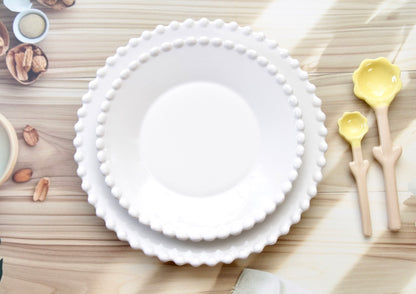 'Crescent' White Ceramic Dinner Plate