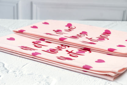 'Little Hearts' Printed Kitchen Towels, Set of 2
