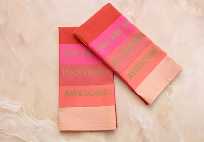 'You Are Awesome' Printed Kitchen Towels, Set of 2