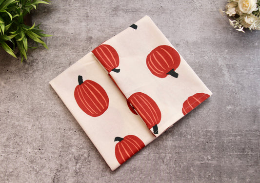 'Pumpkin' Printed Kitchen Towels Beige, Set of 2