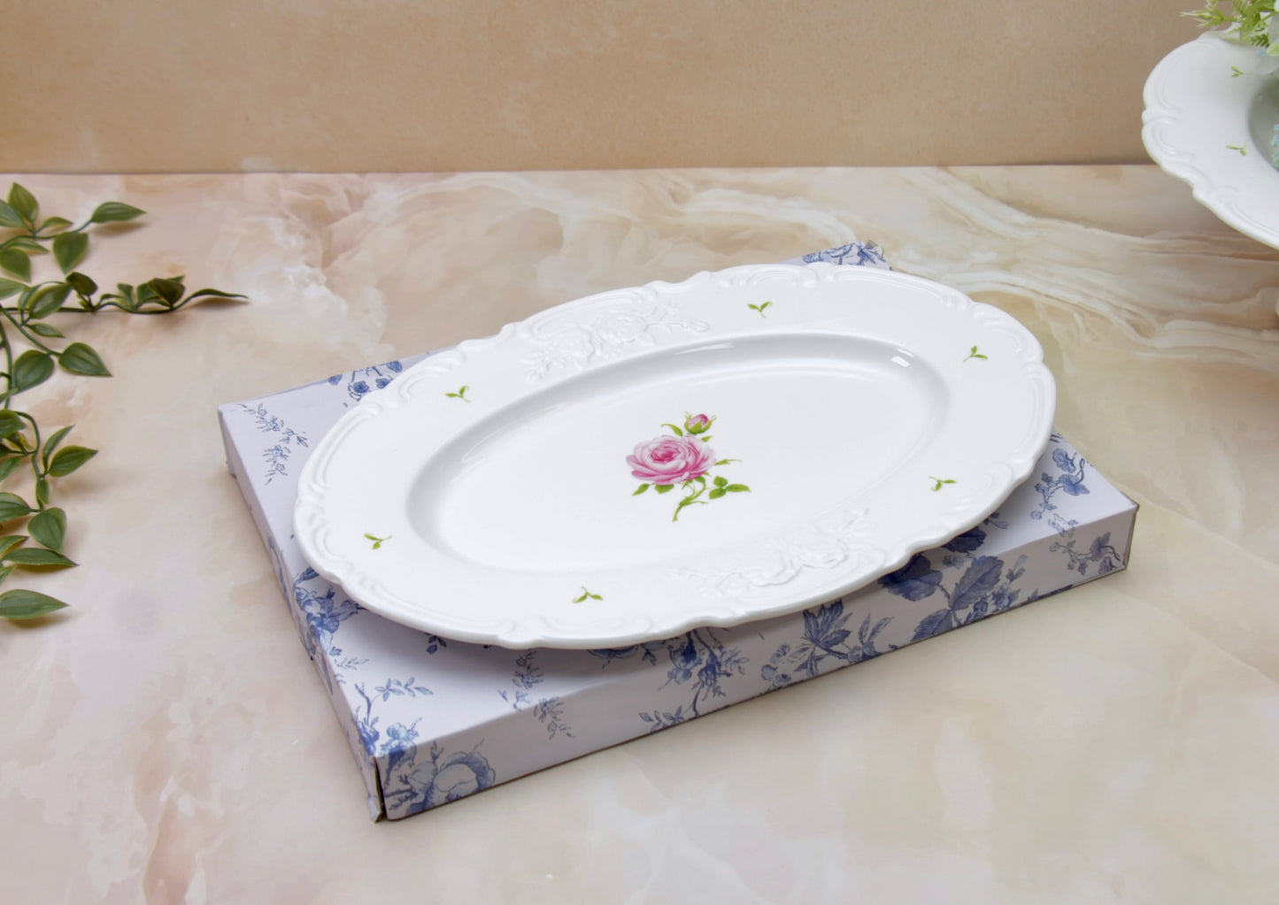 'Primrose' Ceramic Oval Platter, 12 Inches