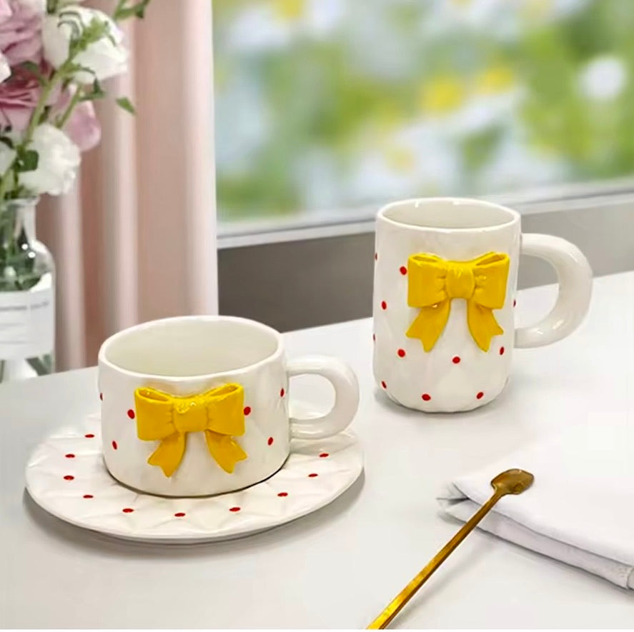 'Yellow Bow' Ceramic Coffee Mug