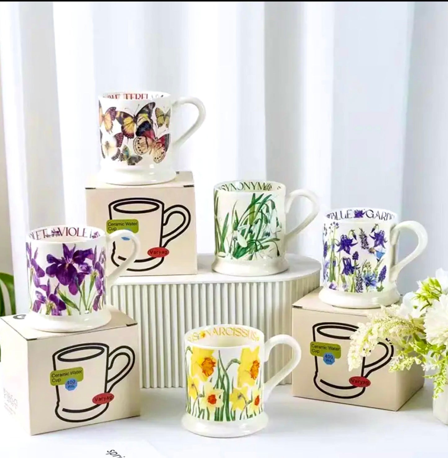 'Bloom' Ceramic Coffee Mug - Green Orchid