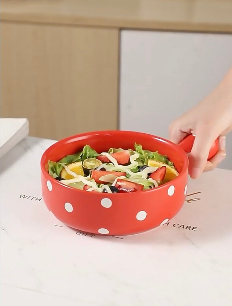 'Poppy' Red Polka Dot Bowl, 600ml