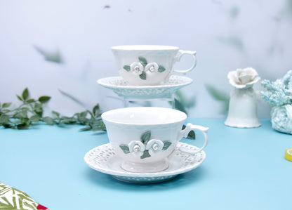 'Anastasia' Ceramic Cup n Saucer, Set of 1