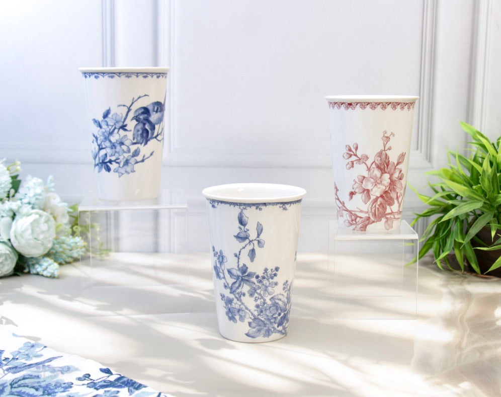 'Bleu Jardin' Porcelain Tumbler | Cup | Blue | Set of 2