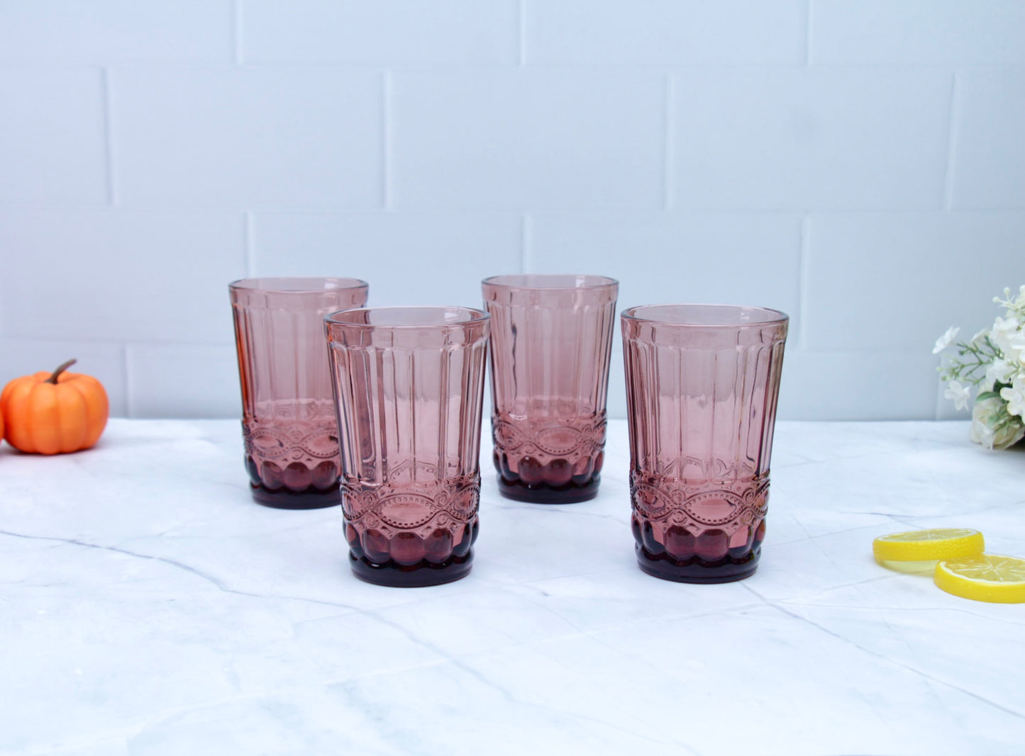 'Brooklyn' Glass Tumblers, Set Of 4 - Pink
