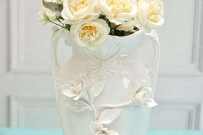 'Daffodils' White Ceramic Vase