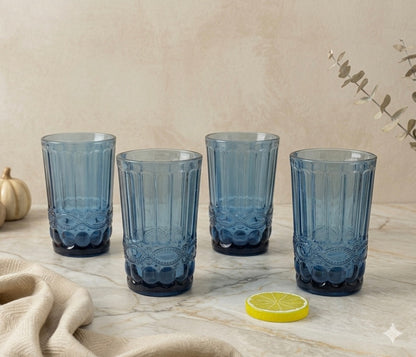 'Brooklyn' Glass Tumblers, Set Of 4 - Blue