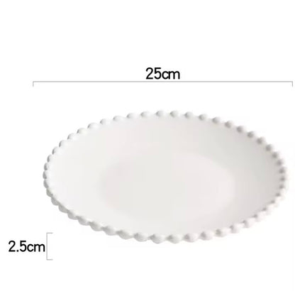 'Crescent' White Ceramic Dinner Plate