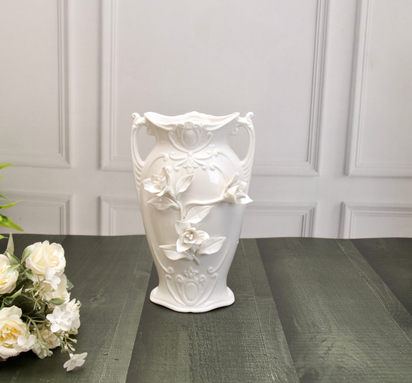 'Daffodils' White Ceramic Vase