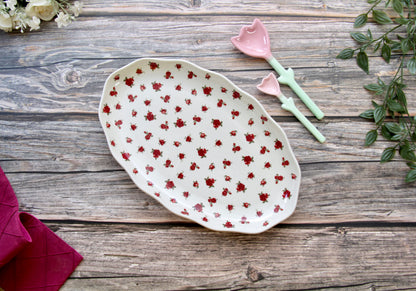 'Ruby Heritage' Ceramic Oval Platter, 9 Inch