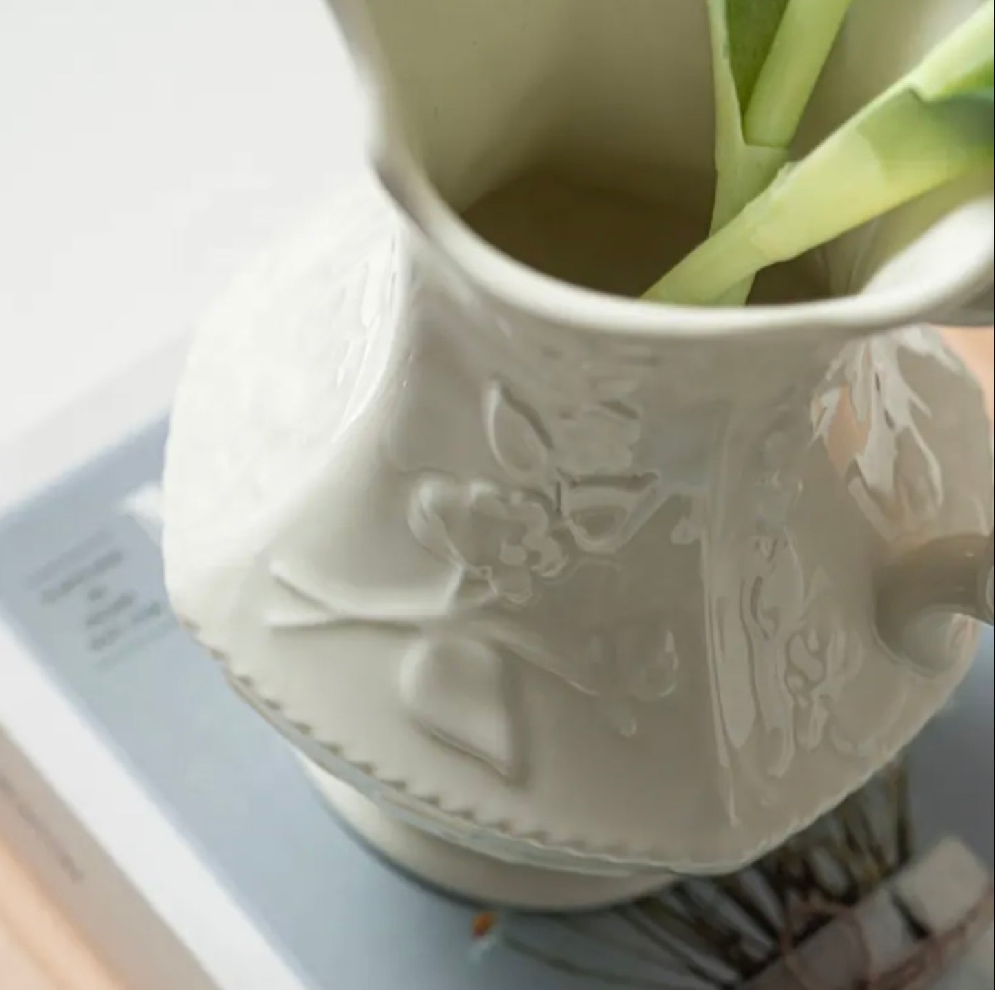 'Prairie' White Ceramic Jug Vase