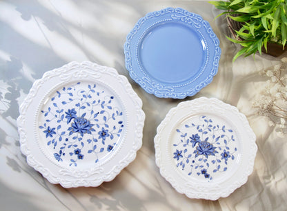 'Mirabelle' White Ceramic Dessert Plate | Floral | 8 Inches