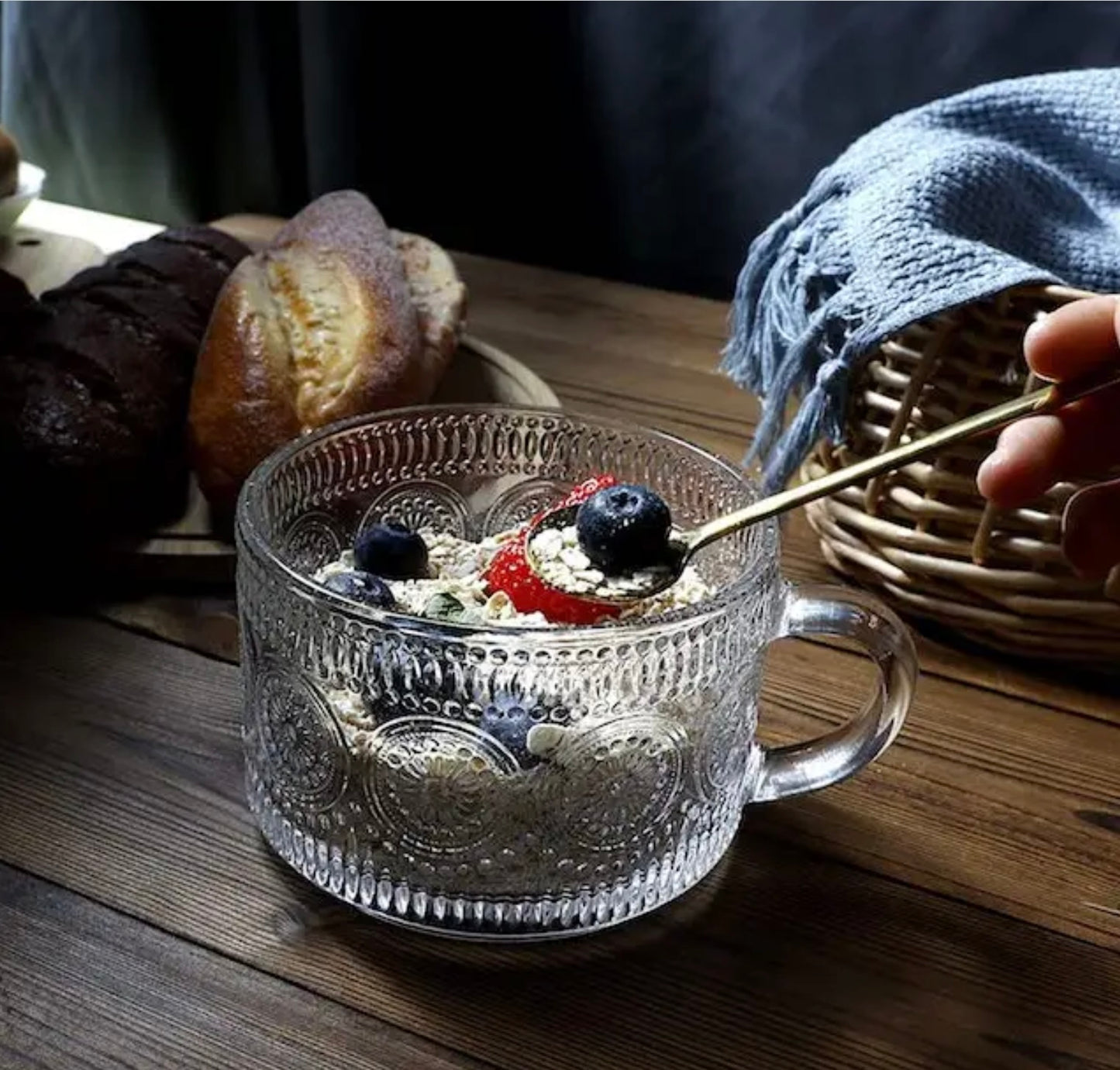 'Capri' Glass Cups - Set of 2, Transparent Rim
