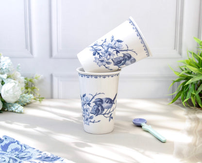 'Bleu Jardin' Porcelain Tumbler | Cup | Blue | Set of 2