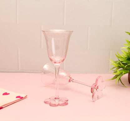 'Daisy' Pink Long Stemmed Glasses - set of 2