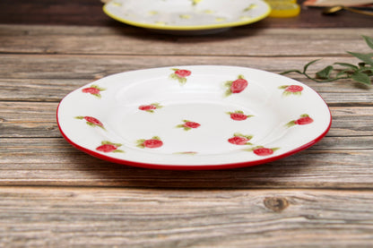 'Mini Roses' Ceramic Dessert Plate - Red