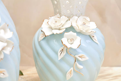 'Grace' Blue Ceramic Floral Vase, Small