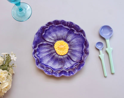 'Flora' Ceramic Breakfast Plate - Blue