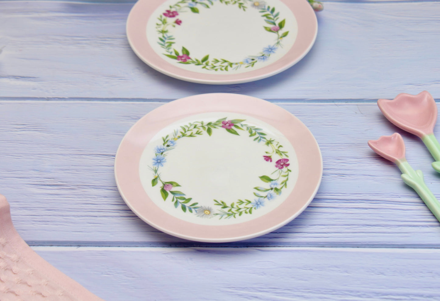 'Blossom' Pink Dessert Plates, Set of 2