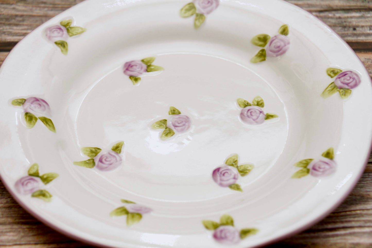 'Mini Roses' Ceramic Dessert Plate - Purple