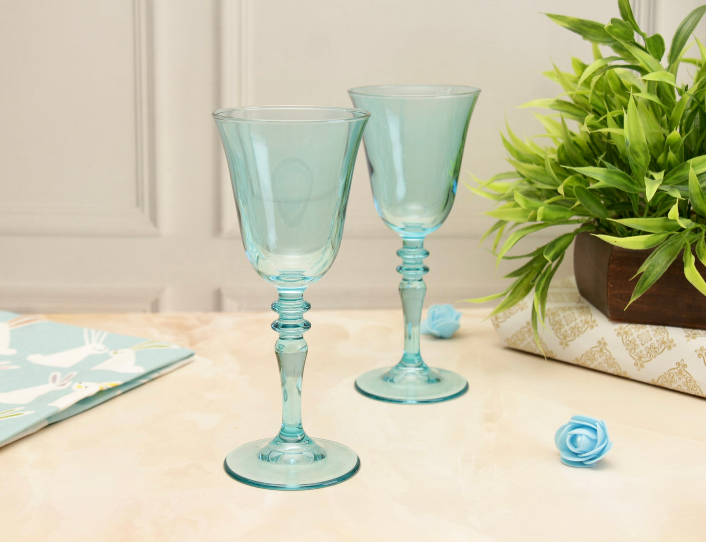 'Sapphire' Pristine Blue Glasses - Set of 2