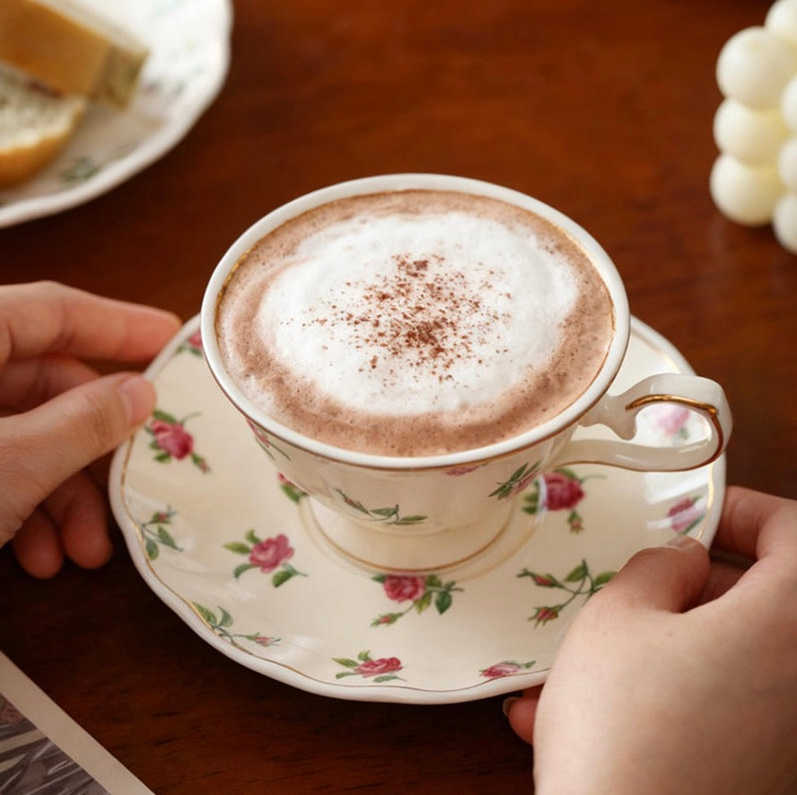 'Bellarose' Ceramic Cup & Saucer | Set of 2