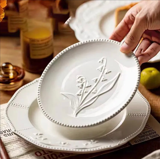 'Bella' White Ceramic Dessert Plate, Small