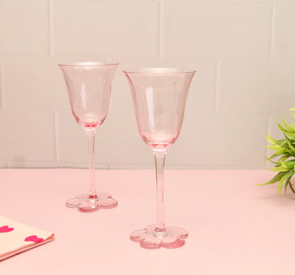 'Daisy' Pink Long Stemmed Glasses - set of 2